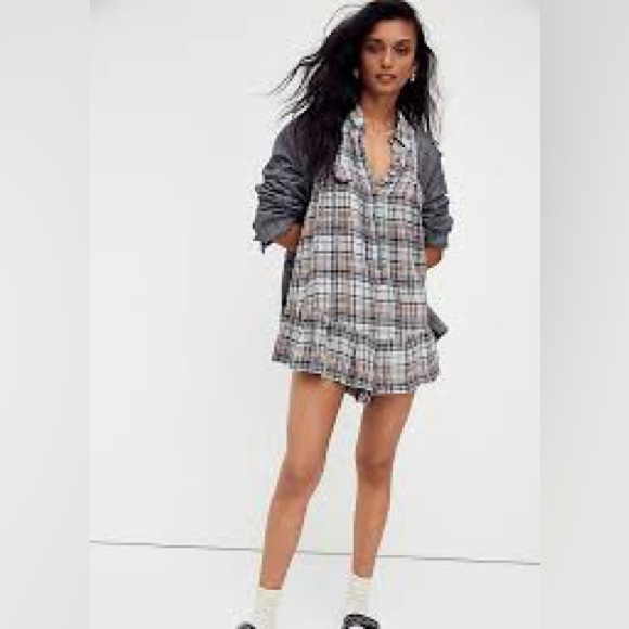 Free People preppy halter plaid romper size small - Picture 2 of 10